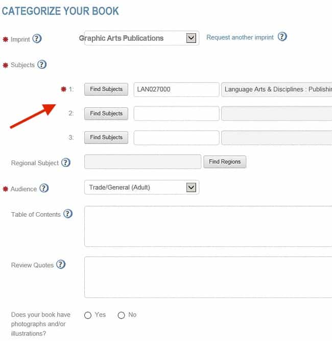 select IngramSpark categories
