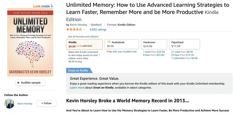 Unlimited Memory Amazon book image
